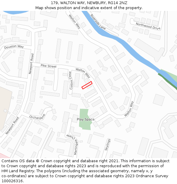 179, WALTON WAY, NEWBURY, RG14 2NZ: Location map and indicative extent of plot