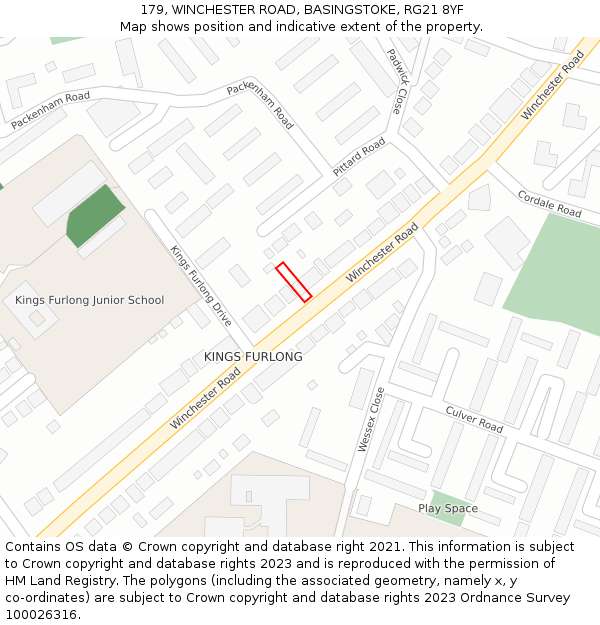 179, WINCHESTER ROAD, BASINGSTOKE, RG21 8YF: Location map and indicative extent of plot