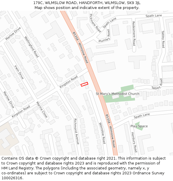 179C, WILMSLOW ROAD, HANDFORTH, WILMSLOW, SK9 3JL: Location map and indicative extent of plot