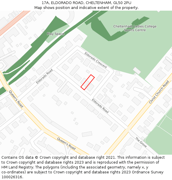 17A, ELDORADO ROAD, CHELTENHAM, GL50 2PU: Location map and indicative extent of plot