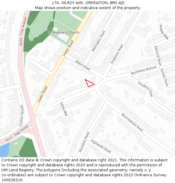 17A, GILROY WAY, ORPINGTON, BR5 4JD: Location map and indicative extent of plot