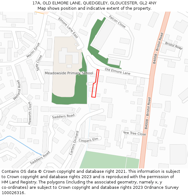 17A, OLD ELMORE LANE, QUEDGELEY, GLOUCESTER, GL2 4NY: Location map and indicative extent of plot