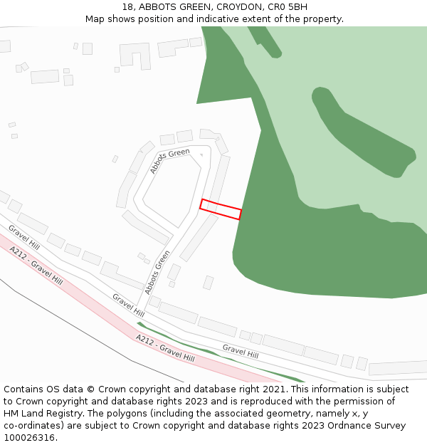 18, ABBOTS GREEN, CROYDON, CR0 5BH: Location map and indicative extent of plot