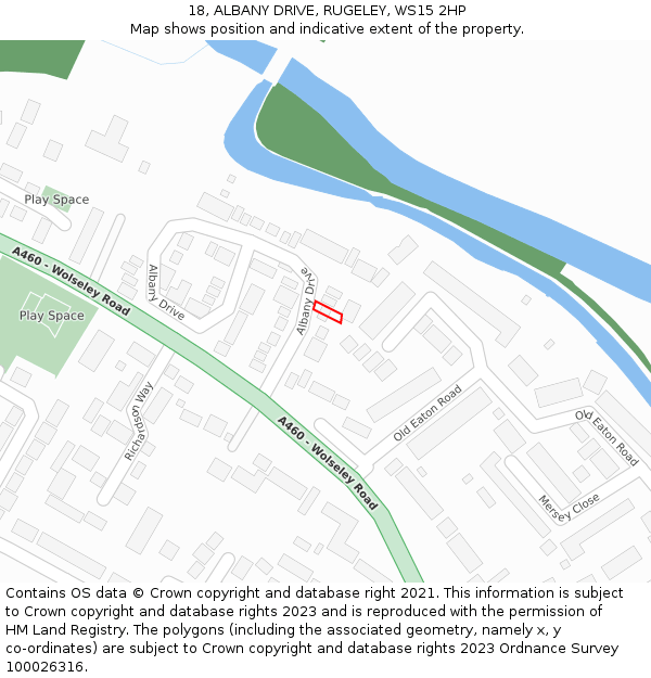 18, ALBANY DRIVE, RUGELEY, WS15 2HP: Location map and indicative extent of plot