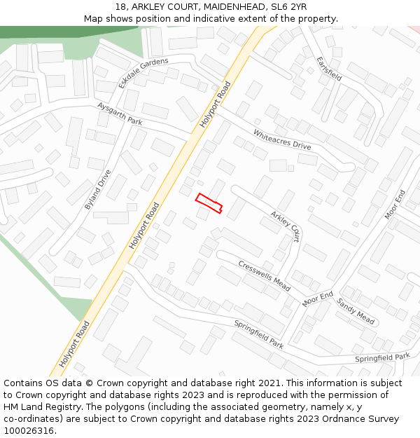 18, ARKLEY COURT, MAIDENHEAD, SL6 2YR: Location map and indicative extent of plot