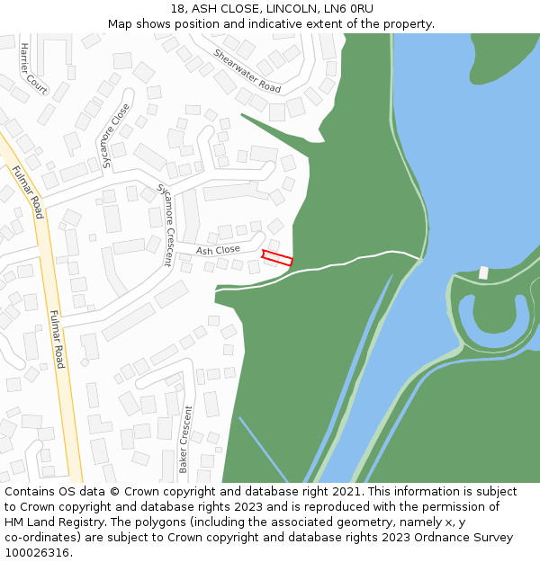 18, ASH CLOSE, LINCOLN, LN6 0RU: Location map and indicative extent of plot