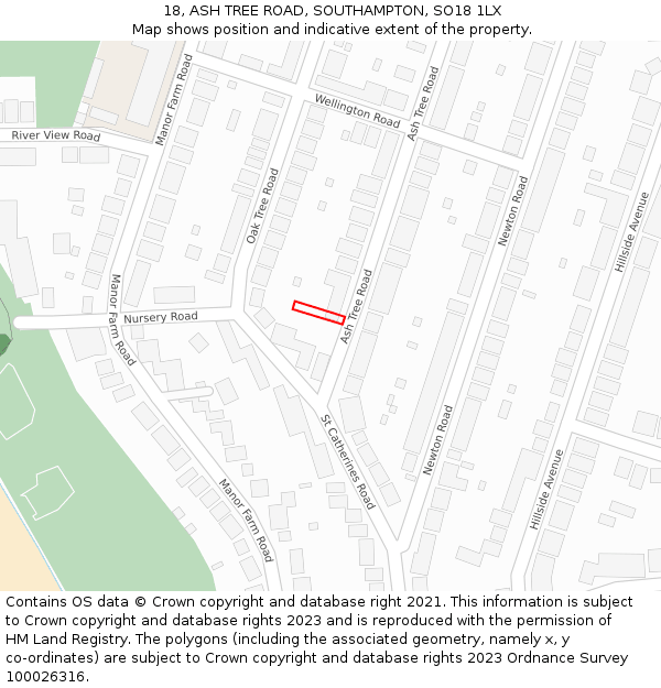 18, ASH TREE ROAD, SOUTHAMPTON, SO18 1LX: Location map and indicative extent of plot