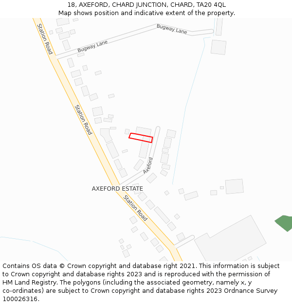 18, AXEFORD, CHARD JUNCTION, CHARD, TA20 4QL: Location map and indicative extent of plot