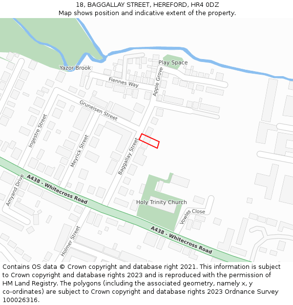 18, BAGGALLAY STREET, HEREFORD, HR4 0DZ: Location map and indicative extent of plot