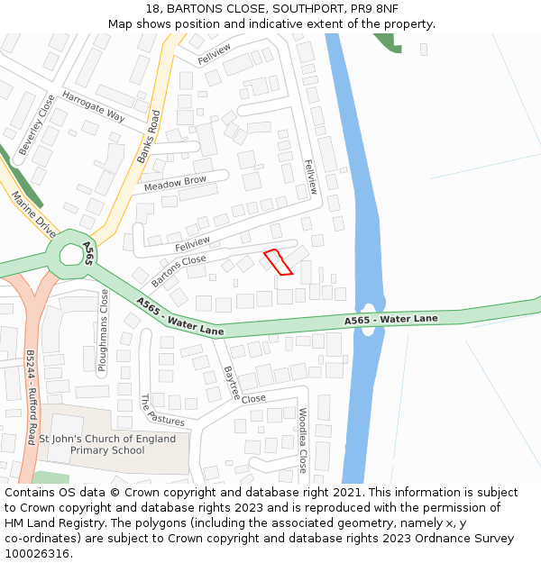 18, BARTONS CLOSE, SOUTHPORT, PR9 8NF: Location map and indicative extent of plot