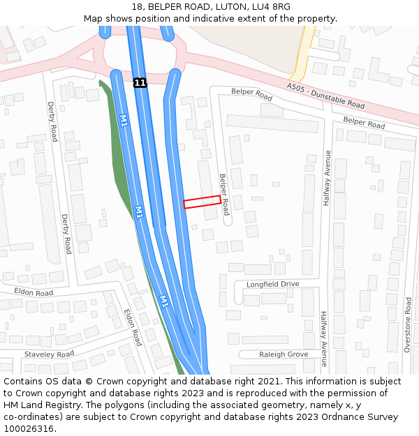 18, BELPER ROAD, LUTON, LU4 8RG: Location map and indicative extent of plot