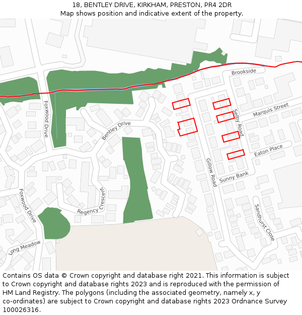 18, BENTLEY DRIVE, KIRKHAM, PRESTON, PR4 2DR: Location map and indicative extent of plot