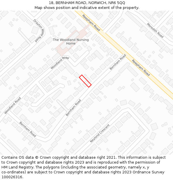 18, BERNHAM ROAD, NORWICH, NR6 5QQ: Location map and indicative extent of plot