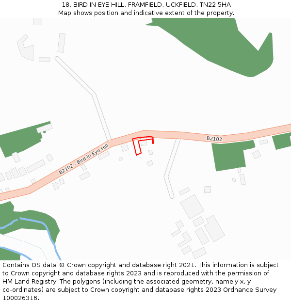 18, BIRD IN EYE HILL, FRAMFIELD, UCKFIELD, TN22 5HA: Location map and indicative extent of plot