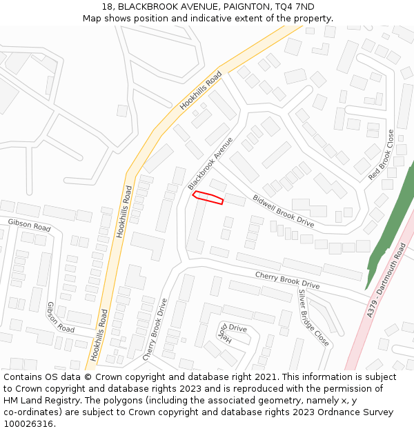 18, BLACKBROOK AVENUE, PAIGNTON, TQ4 7ND: Location map and indicative extent of plot