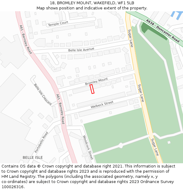 18, BROMLEY MOUNT, WAKEFIELD, WF1 5LB: Location map and indicative extent of plot