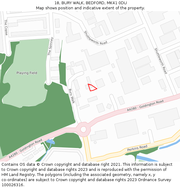 18, BURY WALK, BEDFORD, MK41 0DU: Location map and indicative extent of plot