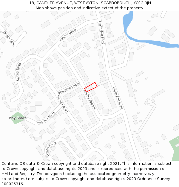 18, CANDLER AVENUE, WEST AYTON, SCARBOROUGH, YO13 9JN: Location map and indicative extent of plot