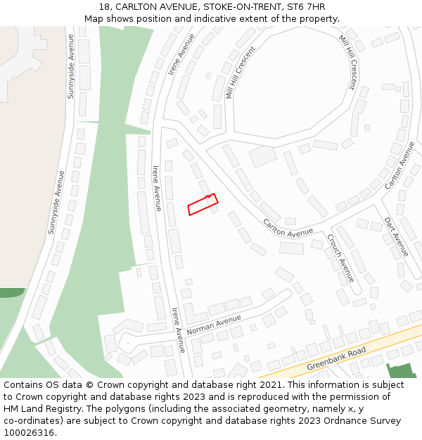 18, CARLTON AVENUE, STOKE-ON-TRENT, ST6 7HR: Location map and indicative extent of plot
