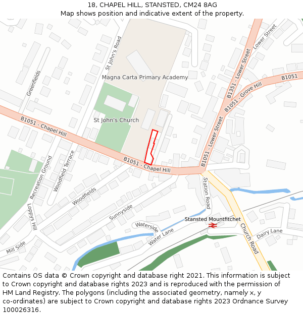 18, CHAPEL HILL, STANSTED, CM24 8AG: Location map and indicative extent of plot