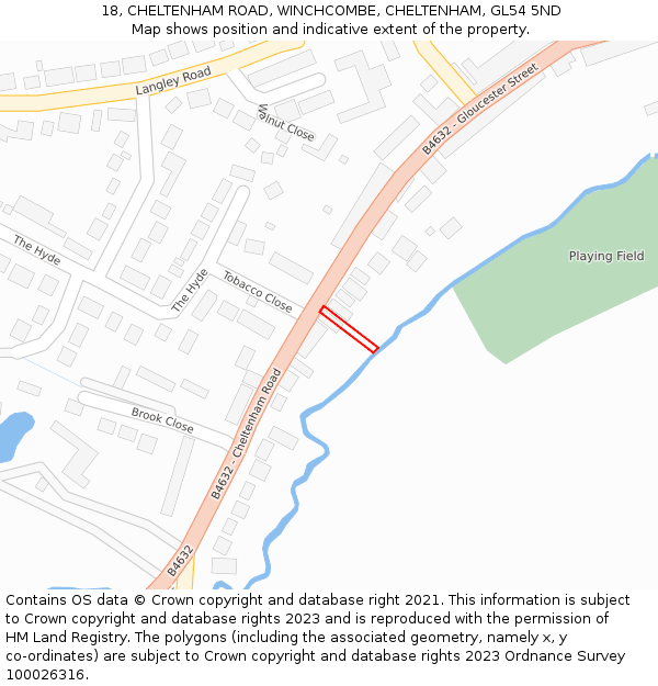 18, CHELTENHAM ROAD, WINCHCOMBE, CHELTENHAM, GL54 5ND: Location map and indicative extent of plot