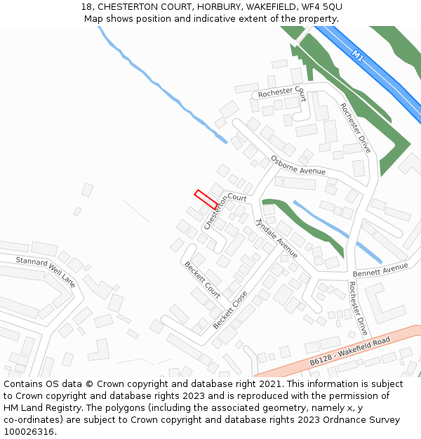 18, CHESTERTON COURT, HORBURY, WAKEFIELD, WF4 5QU: Location map and indicative extent of plot