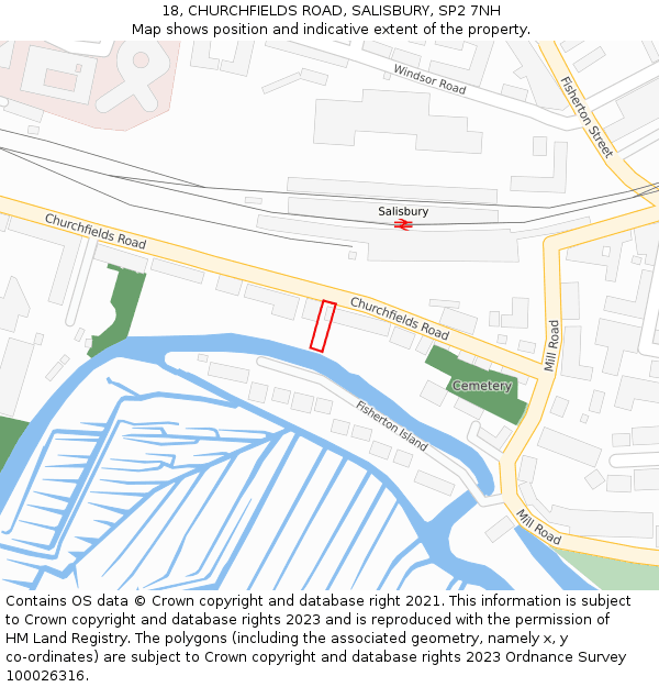 18, CHURCHFIELDS ROAD, SALISBURY, SP2 7NH: Location map and indicative extent of plot
