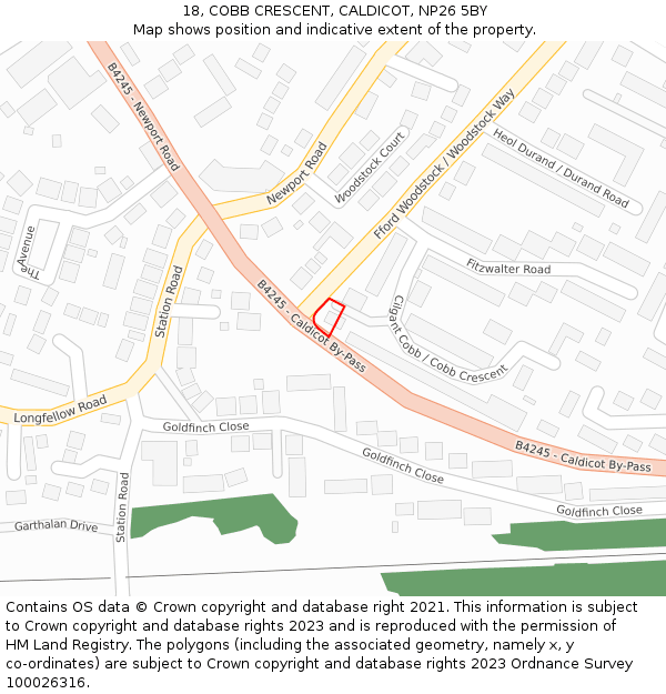 18, COBB CRESCENT, CALDICOT, NP26 5BY: Location map and indicative extent of plot