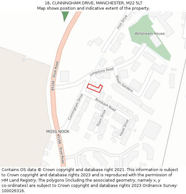 18, CUNNINGHAM DRIVE, MANCHESTER, M22 5LT: Location map and indicative extent of plot