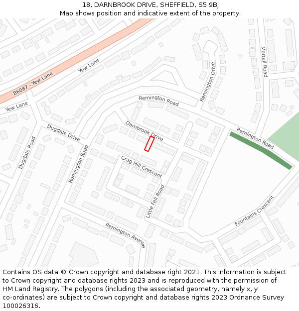 18, DARNBROOK DRIVE, SHEFFIELD, S5 9BJ: Location map and indicative extent of plot