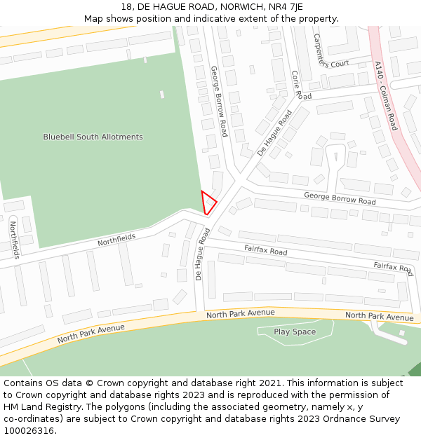 18, DE HAGUE ROAD, NORWICH, NR4 7JE: Location map and indicative extent of plot