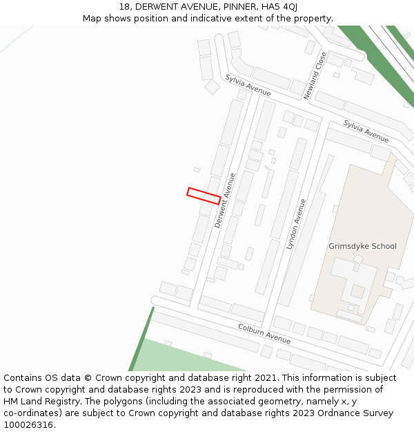 18, DERWENT AVENUE, PINNER, HA5 4QJ: Location map and indicative extent of plot