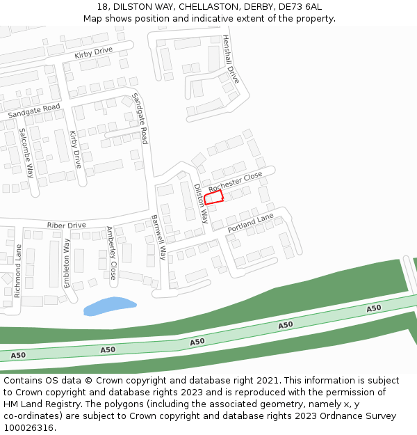 18, DILSTON WAY, CHELLASTON, DERBY, DE73 6AL: Location map and indicative extent of plot