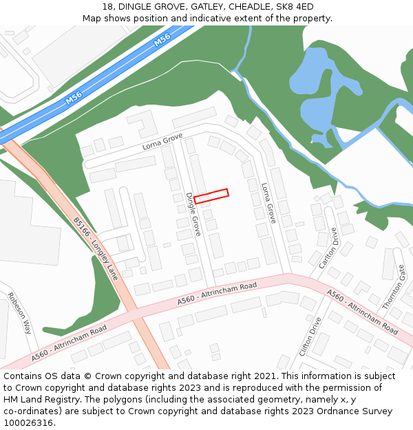 18, DINGLE GROVE, GATLEY, CHEADLE, SK8 4ED: Location map and indicative extent of plot