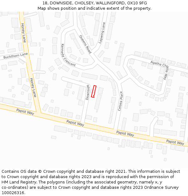 18, DOWNSIDE, CHOLSEY, WALLINGFORD, OX10 9FG: Location map and indicative extent of plot