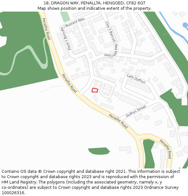 18, DRAGON WAY, PENALLTA, HENGOED, CF82 6GT: Location map and indicative extent of plot