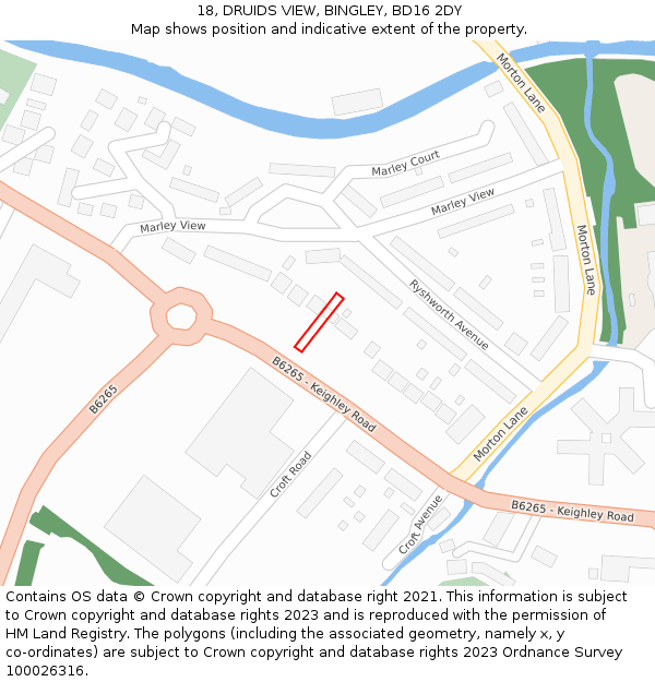 18, DRUIDS VIEW, BINGLEY, BD16 2DY: Location map and indicative extent of plot