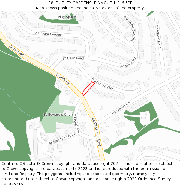 18, DUDLEY GARDENS, PLYMOUTH, PL6 5PE: Location map and indicative extent of plot