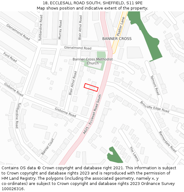 18, ECCLESALL ROAD SOUTH, SHEFFIELD, S11 9PE: Location map and indicative extent of plot