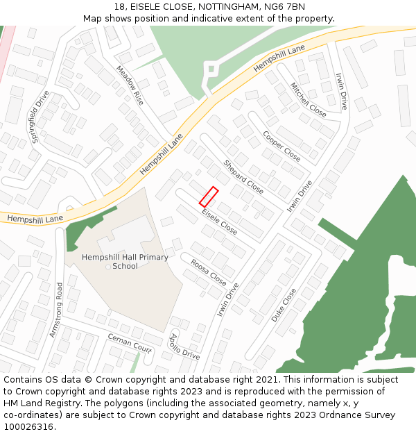 18, EISELE CLOSE, NOTTINGHAM, NG6 7BN: Location map and indicative extent of plot