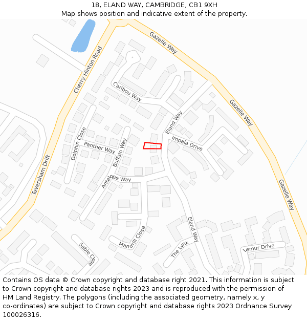 18, ELAND WAY, CAMBRIDGE, CB1 9XH: Location map and indicative extent of plot