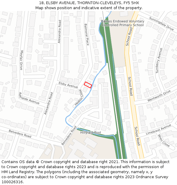 18, ELSBY AVENUE, THORNTON-CLEVELEYS, FY5 5HX: Location map and indicative extent of plot