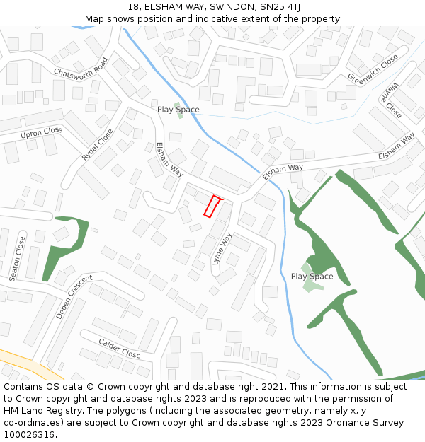 18, ELSHAM WAY, SWINDON, SN25 4TJ: Location map and indicative extent of plot