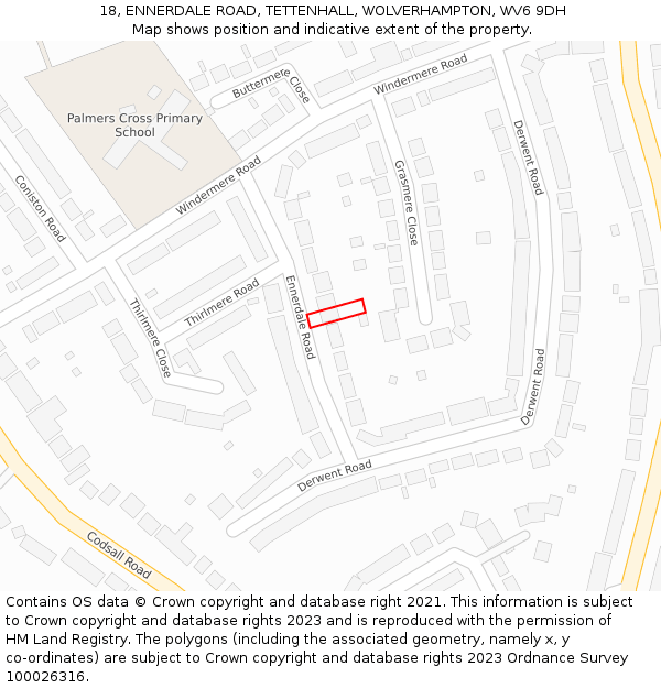 18, ENNERDALE ROAD, TETTENHALL, WOLVERHAMPTON, WV6 9DH: Location map and indicative extent of plot