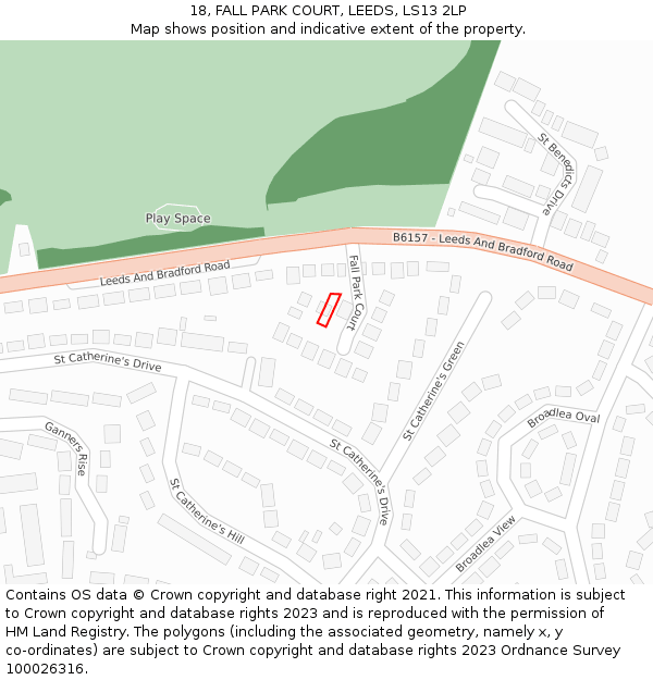18, FALL PARK COURT, LEEDS, LS13 2LP: Location map and indicative extent of plot