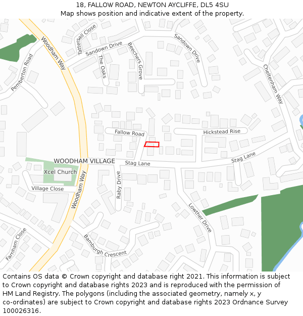 18, FALLOW ROAD, NEWTON AYCLIFFE, DL5 4SU: Location map and indicative extent of plot