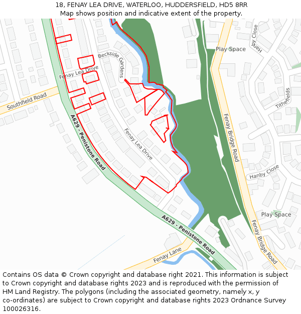 18, FENAY LEA DRIVE, WATERLOO, HUDDERSFIELD, HD5 8RR: Location map and indicative extent of plot