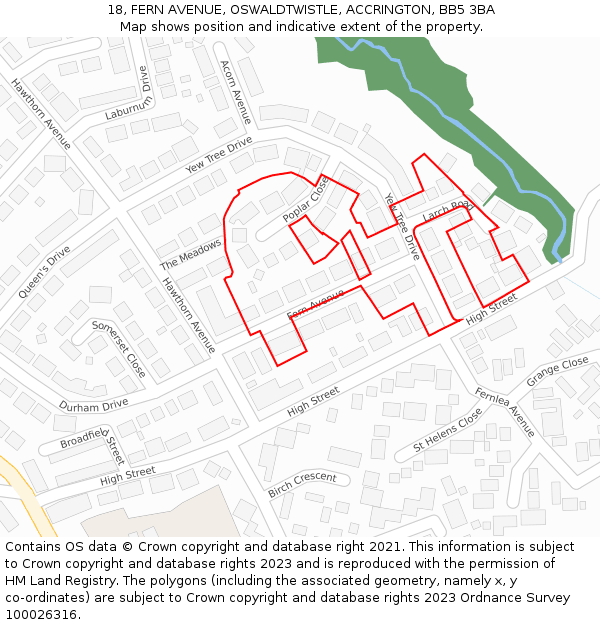 18, FERN AVENUE, OSWALDTWISTLE, ACCRINGTON, BB5 3BA: Location map and indicative extent of plot