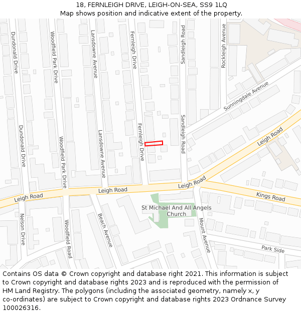 18, FERNLEIGH DRIVE, LEIGH-ON-SEA, SS9 1LQ: Location map and indicative extent of plot