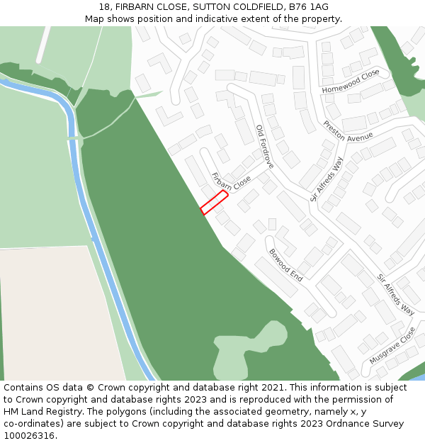 18, FIRBARN CLOSE, SUTTON COLDFIELD, B76 1AG: Location map and indicative extent of plot